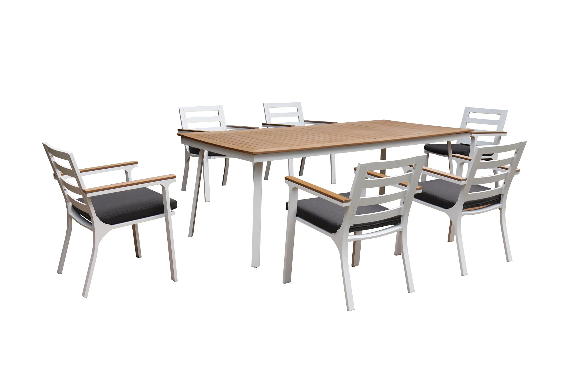 Aluminium Chair & Faux Teak Table Dining Set