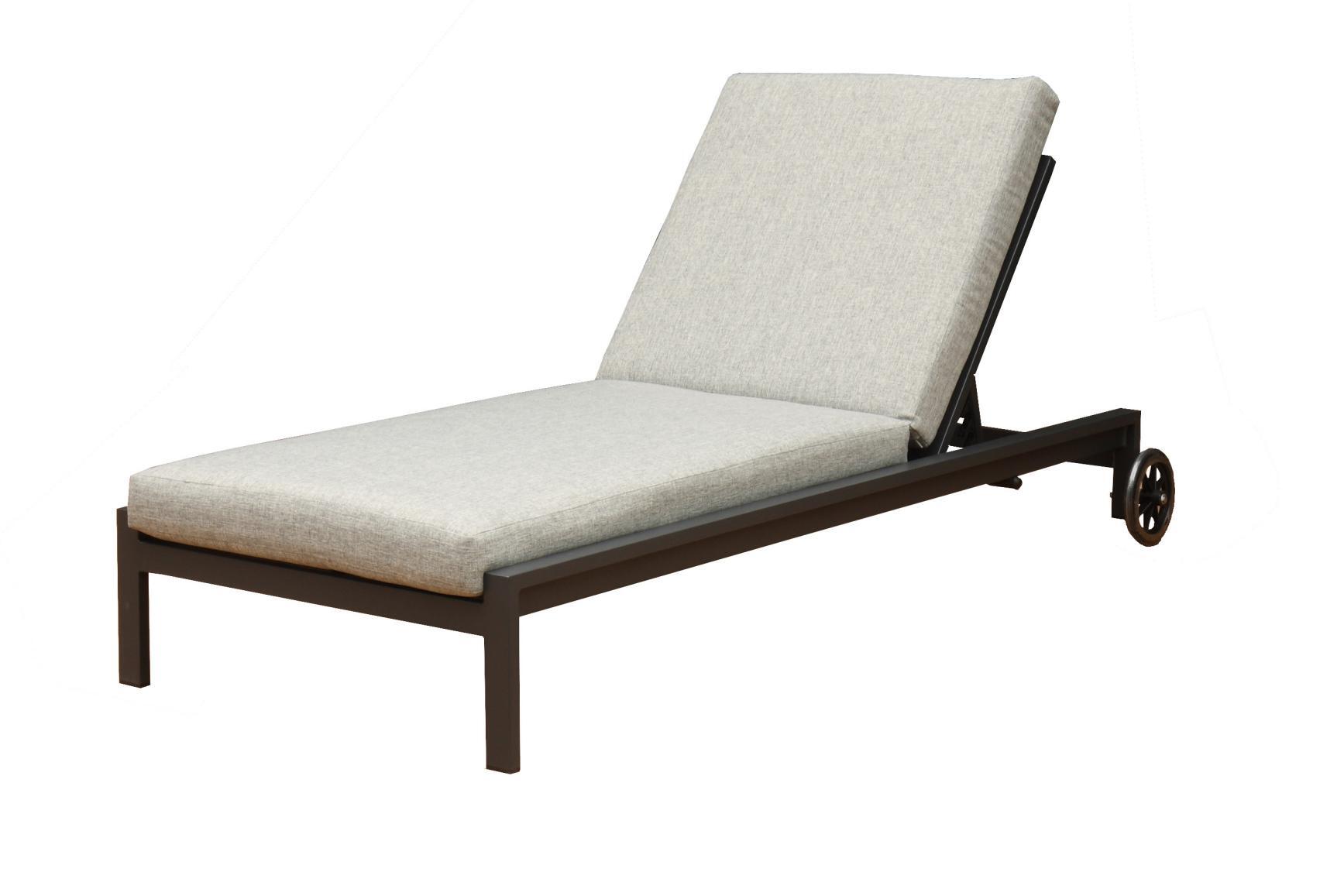 Aluminum Frame Sun Lounger with Wheels & Foam Cushion