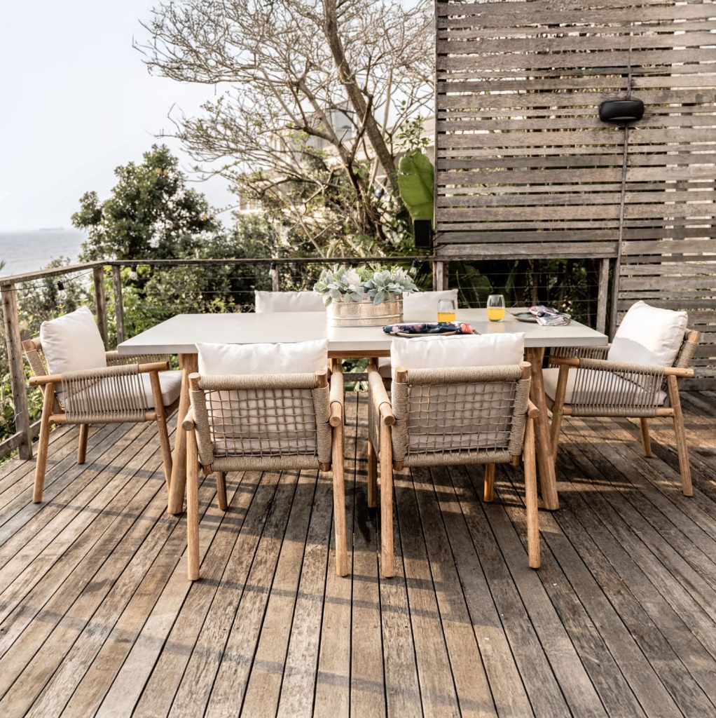 Heritage Woven Teak 6-Seater Dining Suite