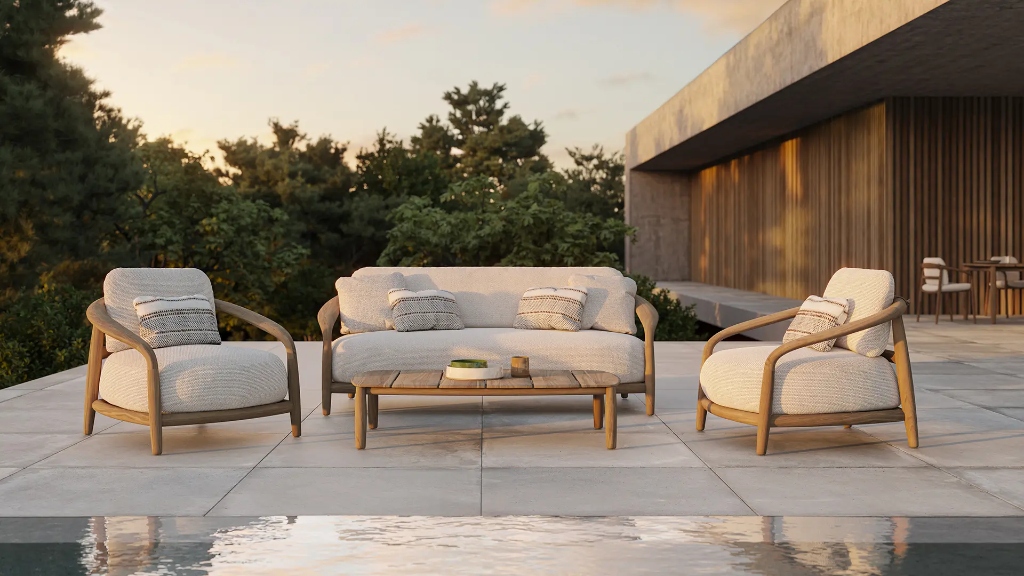 Ngorongoro Crater Sculpted Teak Lounge Suite