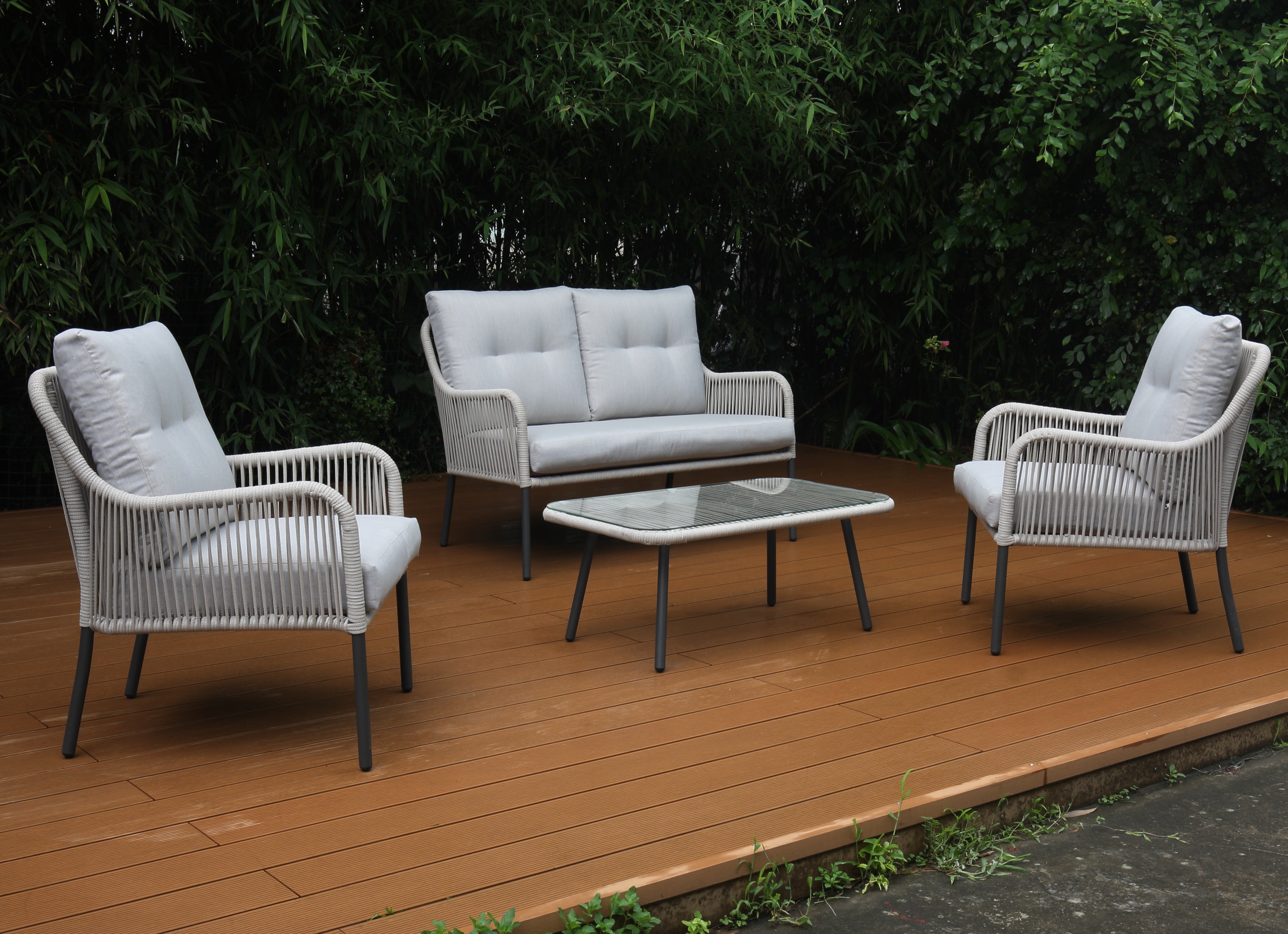 Cane Africa 4-Seat Outdoor Rope Sofa & Armchair Set