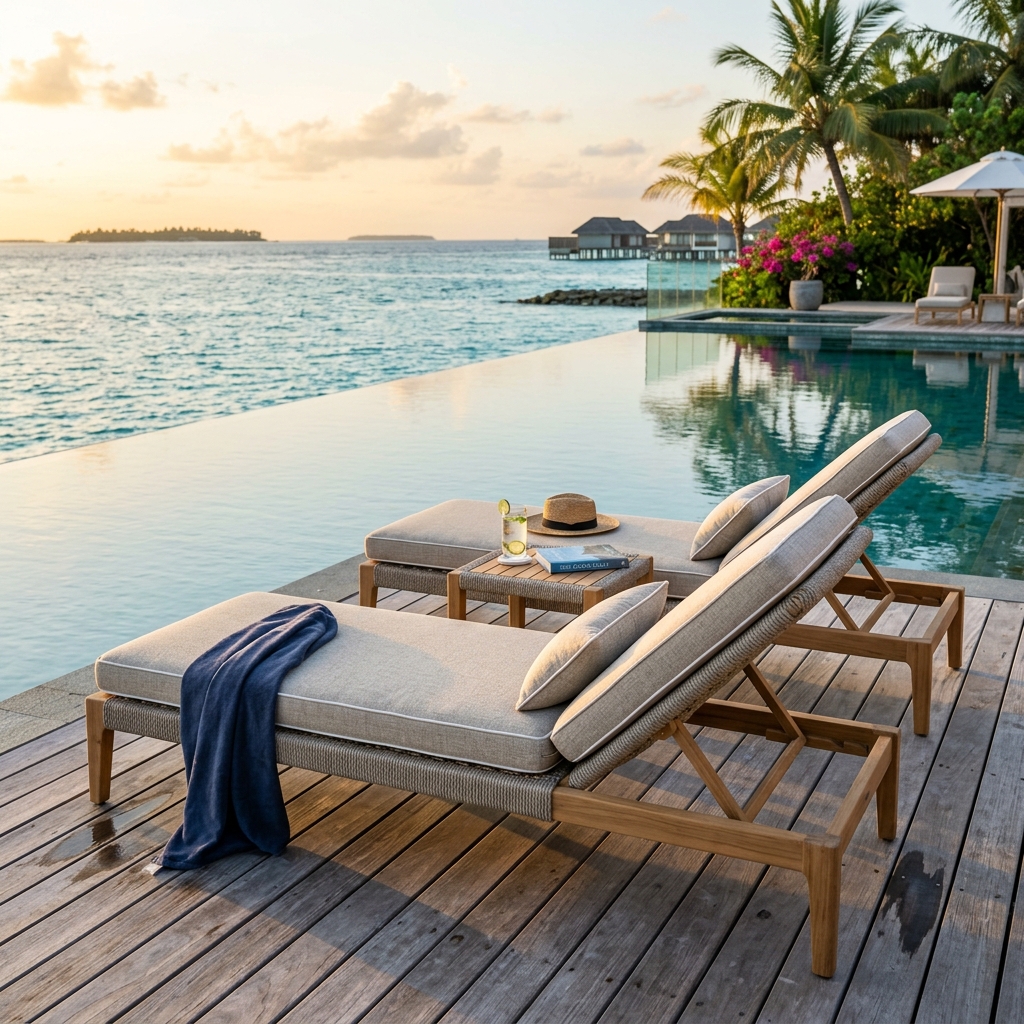 Modern Marine-Rope Sun Loungers (Set of 2)